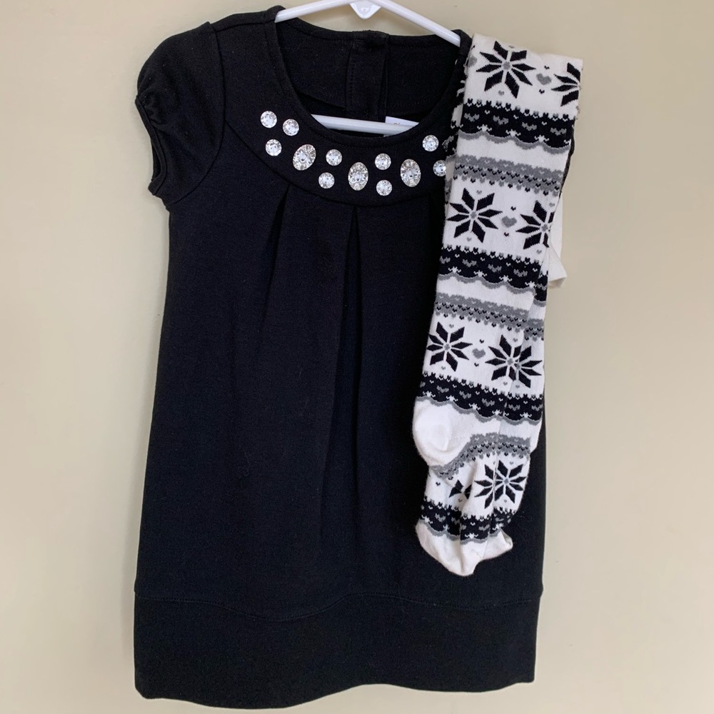 Gymboree 4T Holiday Christmas dress with matching tights